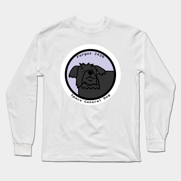 Portrait of Space General Fergus the Dog Long Sleeve T-Shirt by ellenhenryart